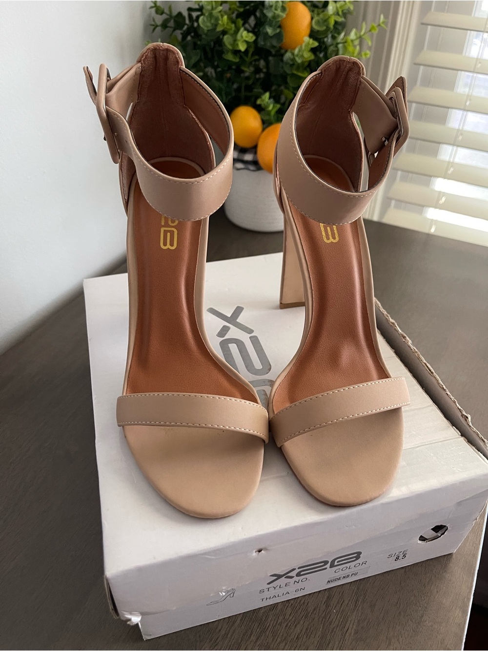 X2 Nude Ankle-Strap High Heels